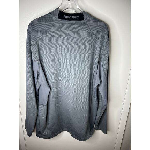 Nike Pro Men's Fitted Dri-Fit Mock Neck Training Shirt Grey Chevron ~ Size XXL - Picture 4 of 7
